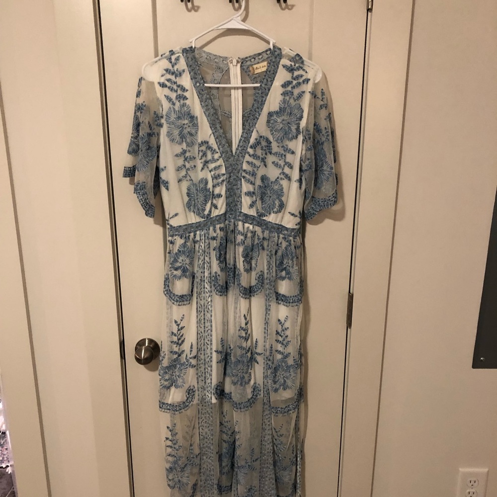 Altr’d State long blue and white Lacey dress